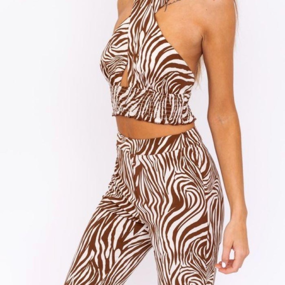 Le Lis Zebra Print Halter Top